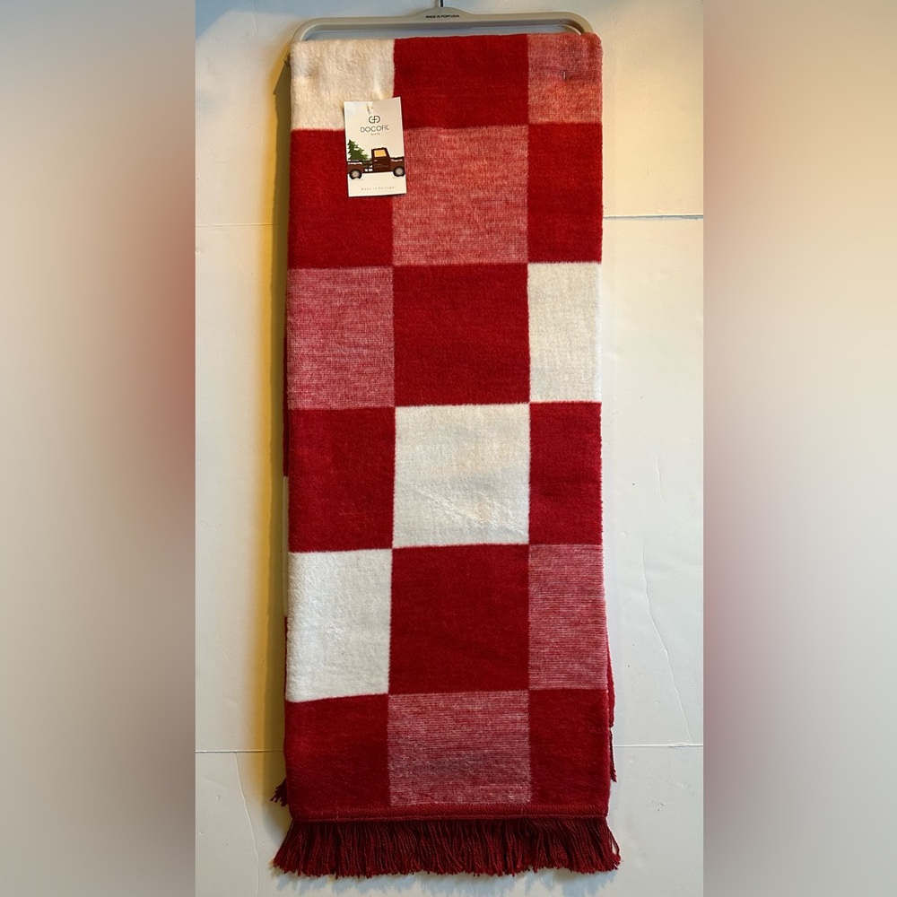 🎁Docofil White Throw Blanket - Red & White Check